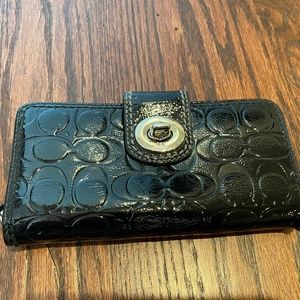 Coach Black Patent Leather "lock" wallet